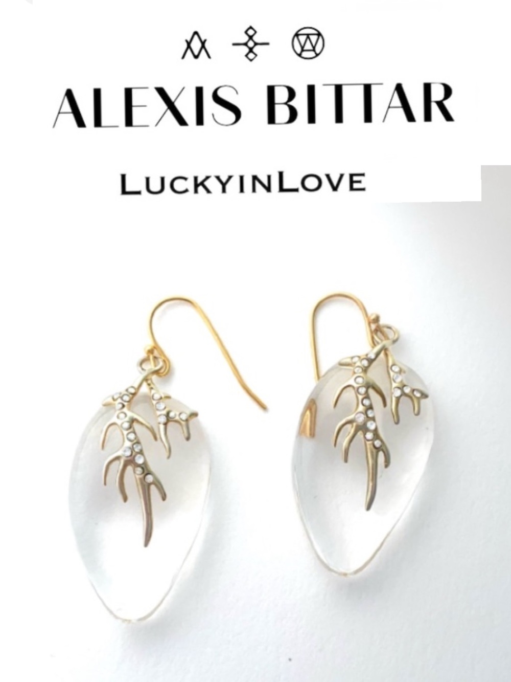 ALEXIS BITTAR • Ophelia Twining Golden vines Clear Liquid Lucite Earrings
